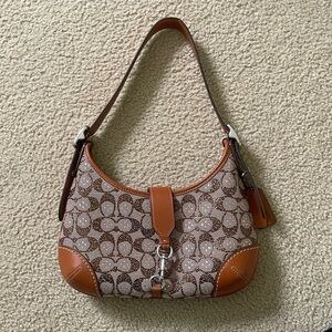 Coach Brown and Tan Signature Shoulder Bag
